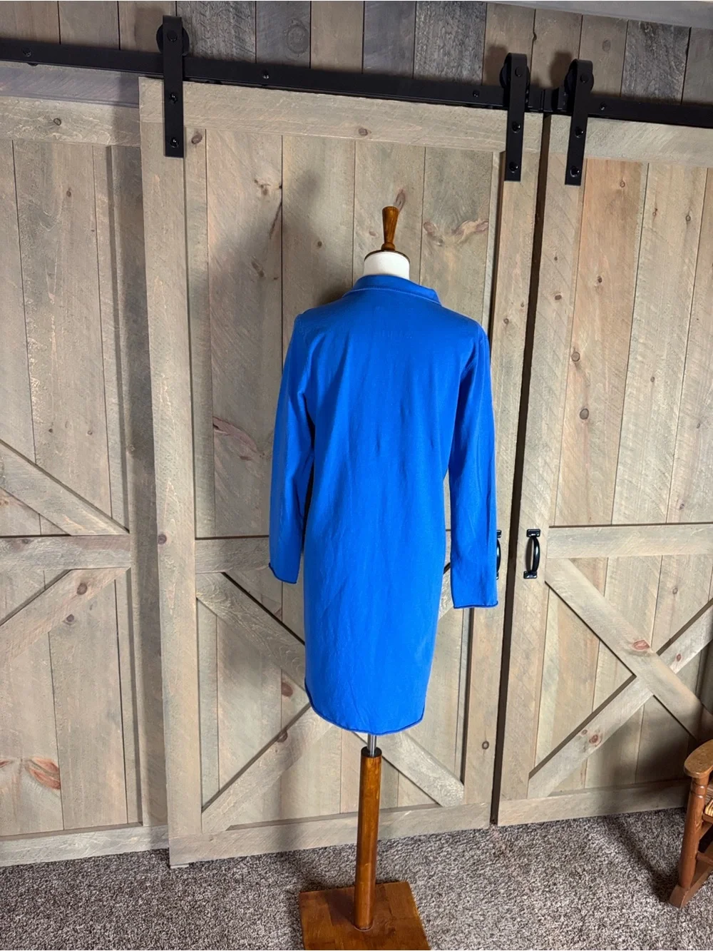 Frank & Eileen Nicole royal blue Henley popover dress Size Large 100% cotton - Picture 9 of 12